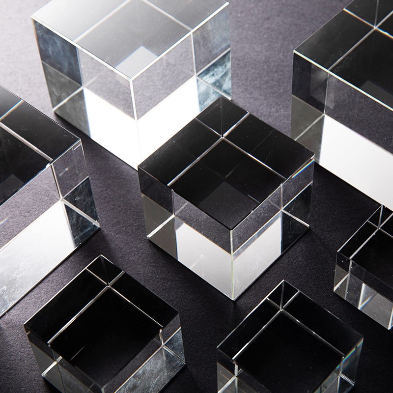 Multicoloured Cube Prism Glasses, Transparent Cube Optical Glass Cube Prism,