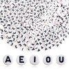 TOAOB 500pcs 4x7mm Vowels Letter Beads Round White Letter Beads