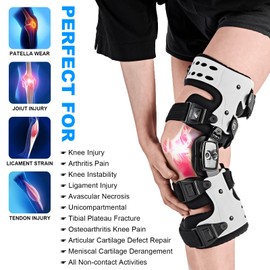 RISURRY OA Unloader Knee Brace- Unloader Knee Brace for Osteoarthritis, Arthritis Pain, Cartilage Repair, Bone on Bone Knee Joint Pain, Lateral Degeneration Knee Support (White Left)