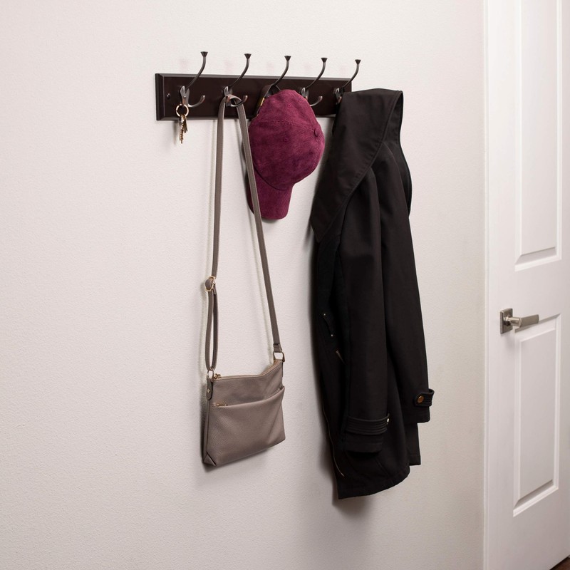 BIRDROCK HOME Tri Hook Coat Rack - 5 Hooks -