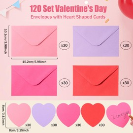 240 Pcs Heart Cards with Envelopes Heart Shaped Greeting Cards Blank Heart Paper Cutouts Valentine Envelopes for Anniversary Business Classroom Exchange