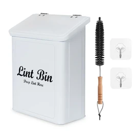 BLEOAKYNUT Lint Holder Bin for Laundry Room Magnetic Lint Box with Lid for Laundry Room Metal Laundry Lint bin for Laundry Room Décor and Organization Convenient for Lint Disposal