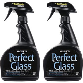 HOPE'S Perfect Glass Cleaner Spray, Streak-Free, Ammonia-Free Window, Mirror, Screen, Tinted Glass, and Shower Door Cleaner, Indoor and Outdoor Glass Surfaces, 32 Fl Oz, Pack of 2