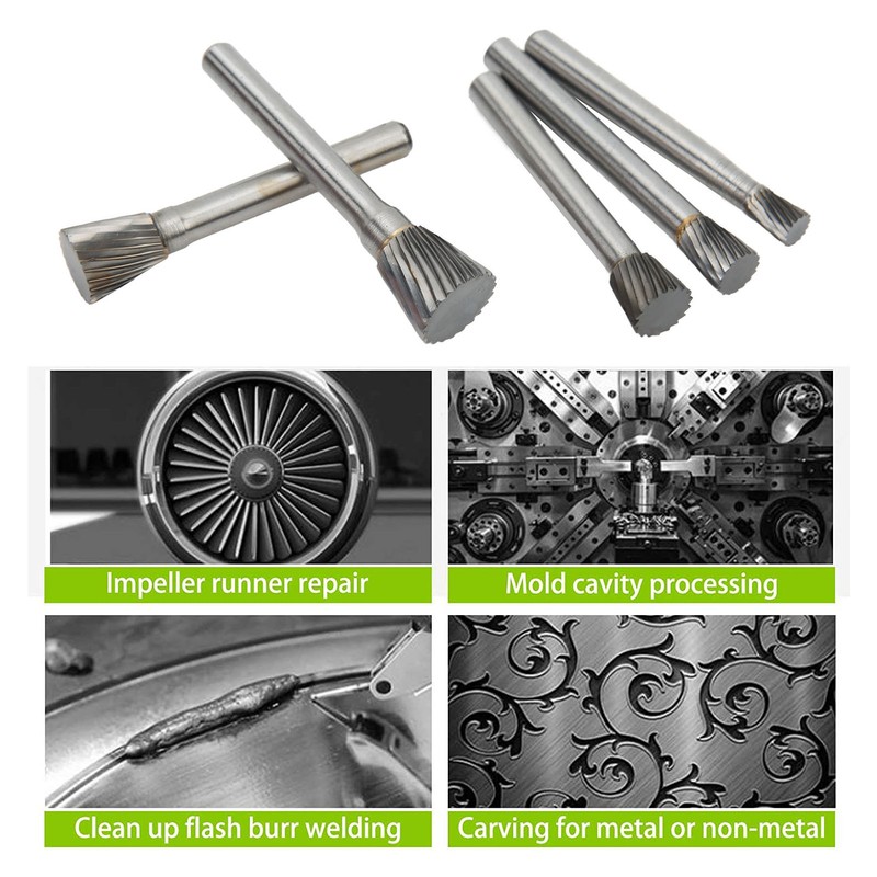 N Type Rotary Burr Set Single Cut 6mm Shank Carbide