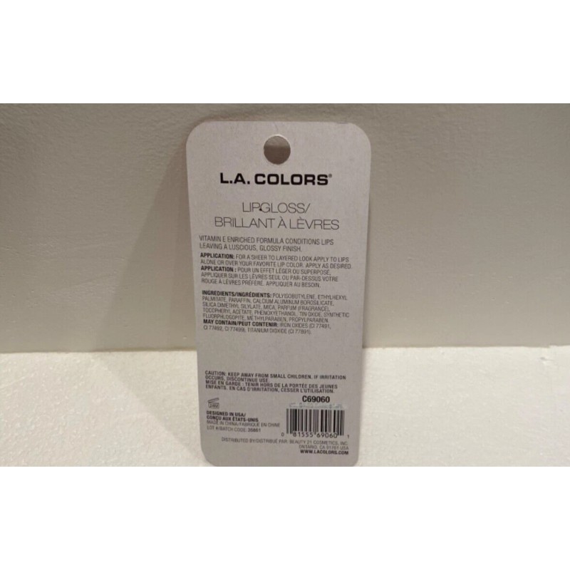 L.A. COLORS GLAZED C69060 CLEAR SPARKLE LIP GLOSS SHINE GLOSSY