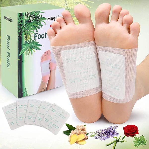 maguja Detox Foot Plasters, Pack of 100, Bamboo Vinegar Deep Cleansing Foot Pads, Stress Relief, Deep Sleep, Promotes Blood Circulation, Relieves Fatigue, Detoxification Patches, Feet Detox Foot Care