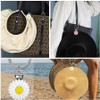 Daisy Flower Keyring Charm, Twisted Metal Ring, White and Yellow,