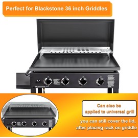 GRISUN Warming Rack for Blackstone 36 inch Griddle, Grill Warming Rack for Blackstone Griddle 1554, 1825, Stainless Steel Upper Rack with Foldable Legs, Multi-Functional Slots