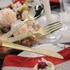 Pryntono 360PCS Gold Plastic Silverware, Heavy Duty Plastic Cutlery Set,