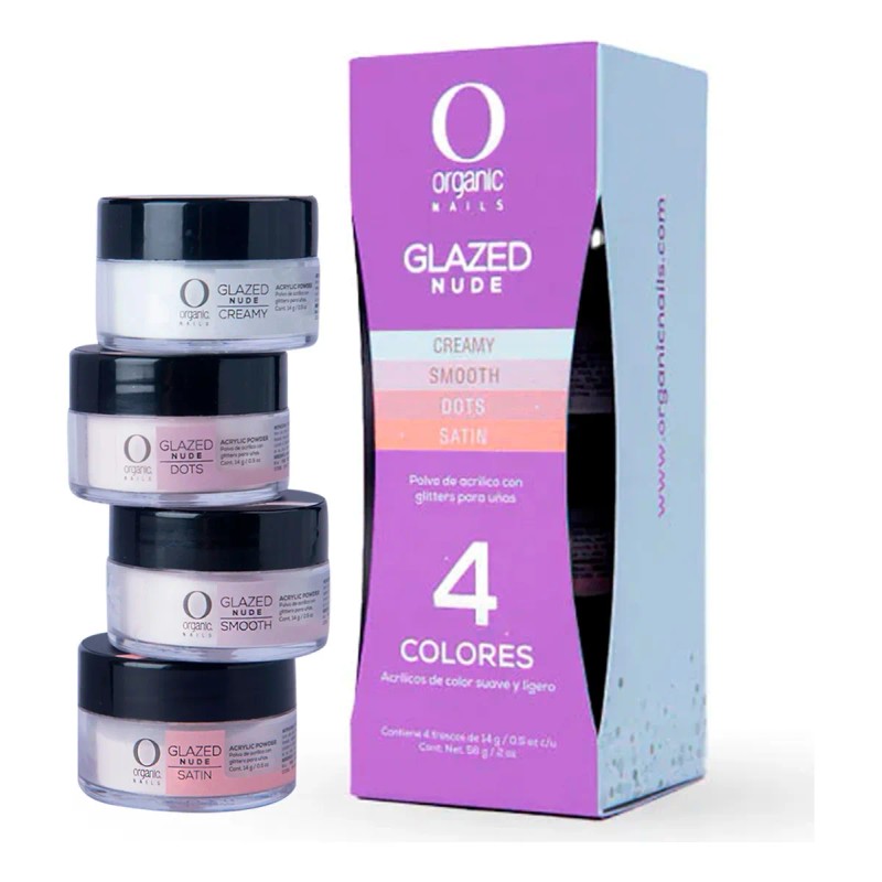 Set Glazed Nude Polvo Acrilico Uñas 14g By Organic Nails