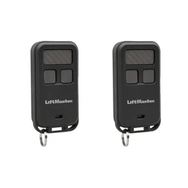 Mini Key Chain Garage Door Opener Remote 2pk, Black with Grey Buttons