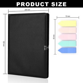 Duoleimi Writing Case A4 Conference Folder Clipboard Folder with Magnetic Closure Notepad Including Pen - Ring Binder Folder A4 Includes Extra Index Colour Labels for Office