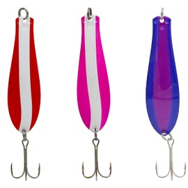 Doctor Spoons Orginal Fishing Lures 3 Pack - Made in USA - Saltwater & Freshwater - Premium Eagle Claw Hook - Walleye, Bass, Northern, Pike, Salmon, Trout, Striper & More - Casting, Jigging, Trolling