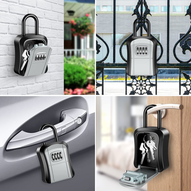 Upgraded Ankilo Key Lock Box, Wall Mounted 4-Digit Combination Lockbox
