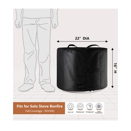 SheeChung Fire Pit Cover for Solo Stove Bonfire 22"D x 16"H Outdoor Smokeless Firepit-Round Waterproof 600D Polyester Shelter,Air Vents,Anti-UV&Tear Resistant-Fits 19-22 inch Gas Fire Pits/Table Black