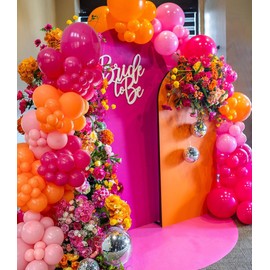 139Pcs Pink and Orange Balloons Garland Arch Kit, Pink Orange Metallic Gold Party Balloons For Birthday Baby Shower Wedding Tropical Party Supplies Summer Party Decorations