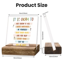 Obookey Mental Health Desk Decor - It is Okay to Encourage Office Desk Decor, Acrylic Plaque Sign for Home School Classroom Bedroom Desktop Table Shelf, Therapy Gifts for Students Coworker Friends