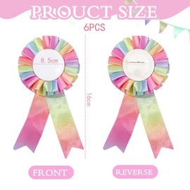 NATOSU 6 Pack Hobby Horse Rosettes for Winner Rainbow Bows for Horse Accessories Sports Events Classroom Talent Shows DIY Party Supplies