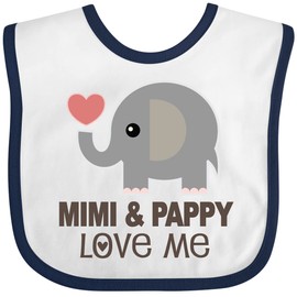 inktastic Mimi and Pappy Love Me Elephant Baby Bib White and Navy 389bc