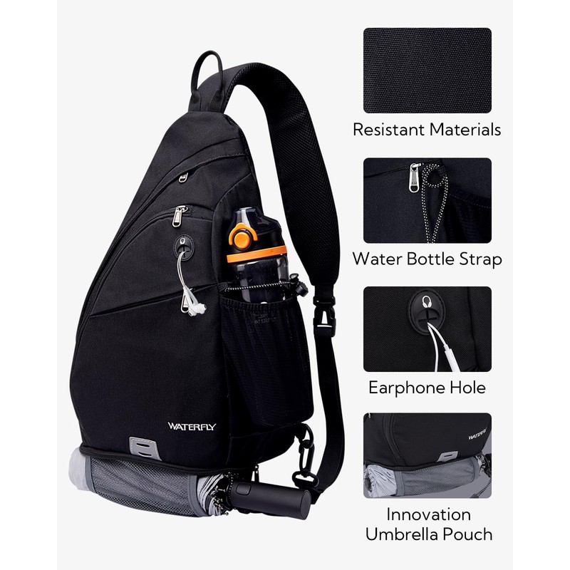 WATERFLY Sling Bag Crossbody Backpack: Over Shoulder Daypack Casual Cross