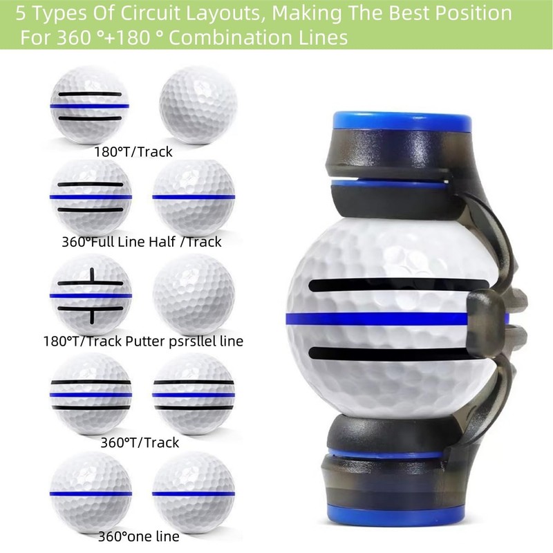 DvoFvint 360-Degree Golf Ball Marker，Golf Ball Alignment Marking Tool，Triple Line