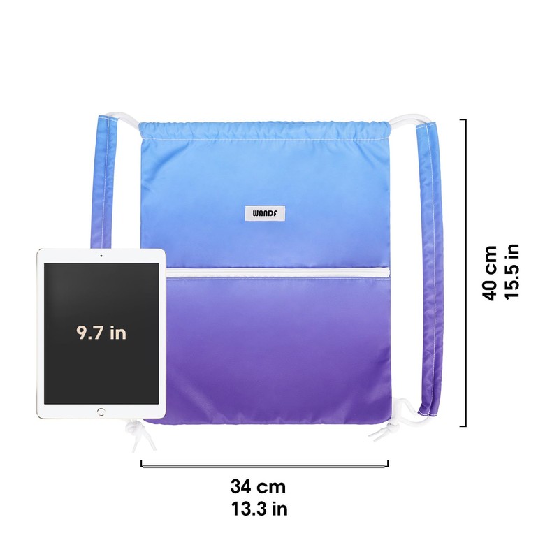 WANDF Drawstring Backpack with Shoulder Pads Sports Gym Bag Water