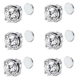 Stainless Steel Magnetic Stud Earrings,3 Pair/2 Pair/1 Pair Stud Earrings for Men Women, Non Piercing Clip on Earrings 6MM/8MM - Color: 8mm （1Pair）