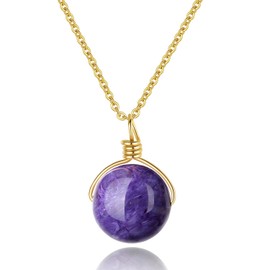 COAI 0.6 inch (16 mm) Power Stone Amulet Power Stone Necklace, Charoite, charoite