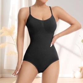Vigorix Bodysuits for Women Shapewear Bodysuit Tank Top Shapewear Tank Bodysuit for Women Seamless Slimming, black, L