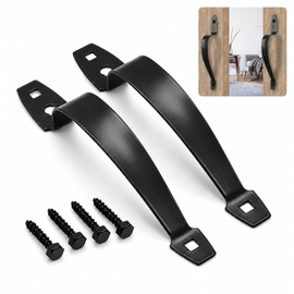2 Pack Gate Handle Pulls, 10-3/8" Heavy Duty Steel Black Barn Door Handles Set, Matching Hardware for Double Wood Fences, Sliding Doors & Sheds