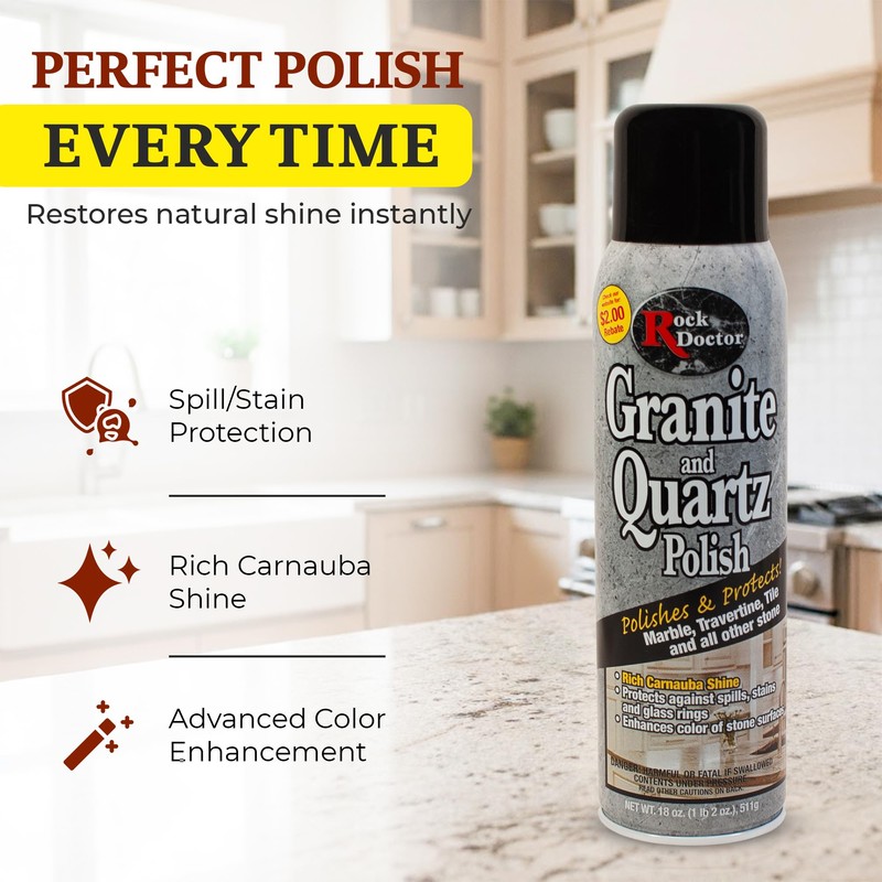 Rock Doctor Granite Polish Spray and Surface,18oz.Can Polish Tile, Marble,