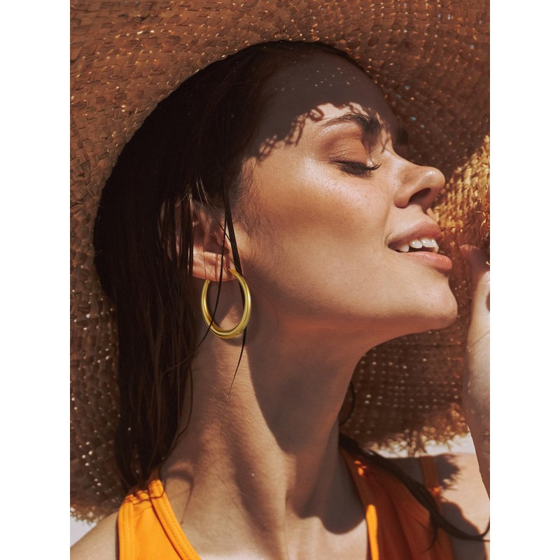 Richsteel Hoop Earrings for Women Teens 40mm Clip On Gold