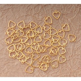Ruwado 50 pcs Hollow Heart Charm Jewelry Making Kits for Jewelry Making 1.5 x 1.2 cm Cute Accessories for DIY Crafting Project Christmas Tree Décor Necklace Bracelet Keychain Earring Supplies (Gold)
