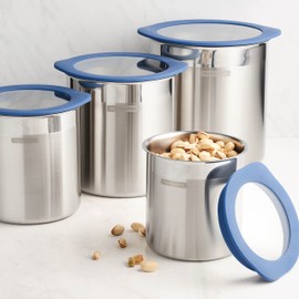Tramontina 4 Pc Stainless Steel Canister Set Blue, 80204/026DS
