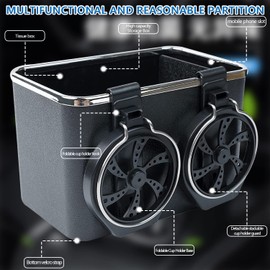 Car Armrest Storage Box Universal Vehicle Cup Holder Removable Coffee Cup Water Drink Holder for Rear Seat, Auto Center Console Extender Armrest Organizer for Storage of Bottles Phone Purse Eyeglass