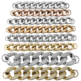 VZDIOR 8 Pieces Bulk Women Men Gold Silver Bling Chains Shoe Charms Girls Boys Cute Bear Pearl Metal Shoe Decoration Charm for Holiday Gifts Chain8B