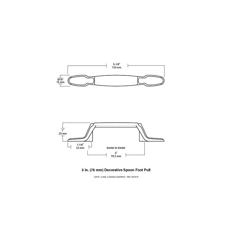 Brainerd P50122V-AB-C7 3-Inch Decorative Spoon Foot Cabinet Hardware Handle Pull