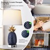 espidoo Pineapple Table Lamp with USB Charging: Navy Blue Ceramic
