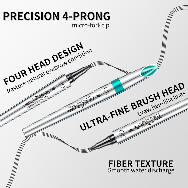 Eyebrow Pencil with 4 Micro-Fork Tip Long-lasting Waterproof Eyebrow Pen