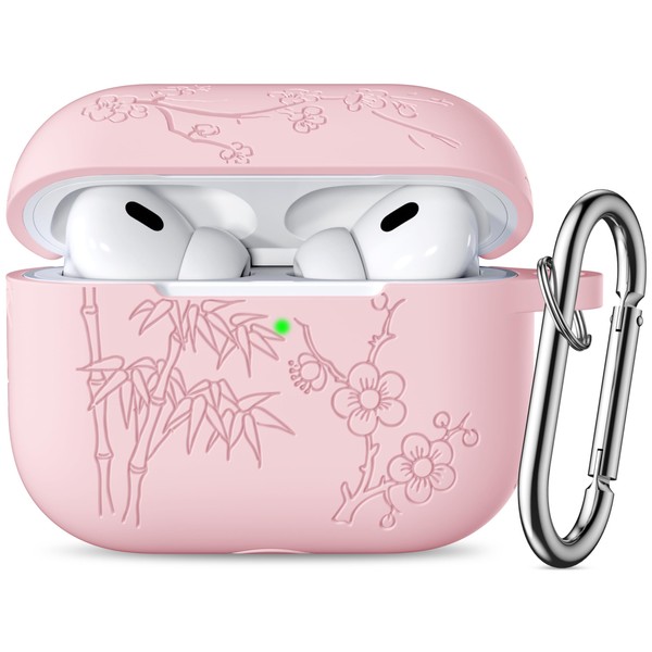 Odbeai Compatible with Airpods Pro 2nd Generation Case, Flower Engraved