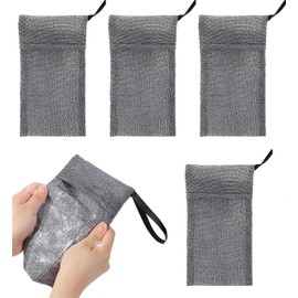 Zwenjuan Exfoliating Soap Bags, Pack of 4 Soap Bags and Soap Net for Shower Net, Soap Bag, Soap Net, Large Exfoliate Soap Bag, Soap Bag with Massage and Exfoliating Effect