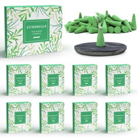 STRN Incense Cones, Citronella Cone Incense, Assorted Scented Incense Cones with Incense Holder, Citronella Incense Kit, 120 Cones