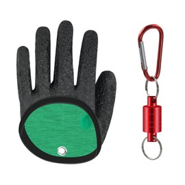 OptiPro Cut Resistant Fishing Gloves with Magnetic Hooks, Fishing Gloves, Heavy Duty, Anti-Slip, Strong Protection, Portable, Convenient, Fishing, Fishing Supplies (Left Hand Cover)
