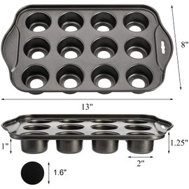 Tosnail 2 Pack 12 Cavity Mini Cheesecake Pan with Removable Bottom