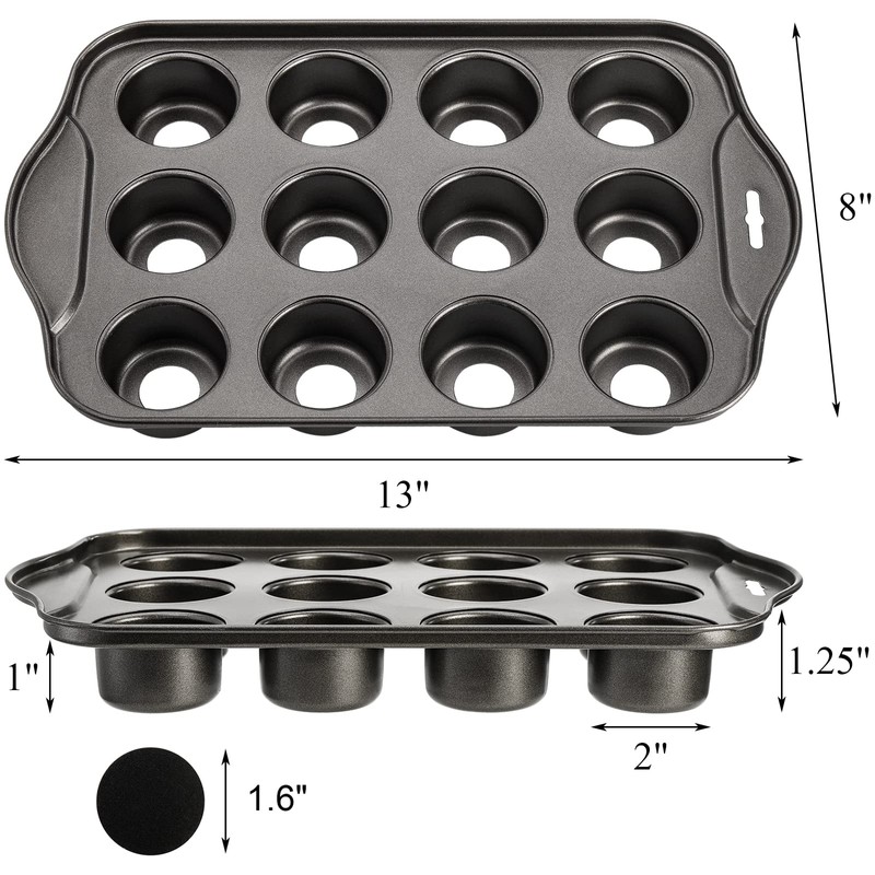 Tosnail 2 Pack 12 Cavity Mini Cheesecake Pan with Removable