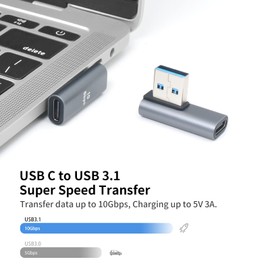 Maxhood USB C Female to USB Male Adapter 10Gbps [2Pack], USB C to USB A Adapter 3.1 Gen 2, 90 Degree USB C to USB A Adapter Fast Charging & Sync for PC, Laptop, Quest Link