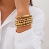 LXSSLY 5Pcs Gold Bangles Bracelets Set for Women,14K Gold Plated