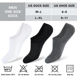 Monxiery 8 Pairs Mens 100% Cotton Non Slip No Show Socks, Low Cut Casual Invisible Socks.