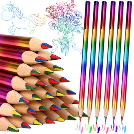 GOLDGE Pack of 40 Rainbow Pencils, Colouring Pencils, 4 in 1 Colours, Rainbow Pencils, Colouring Pencils for Sketching, Drawing, Colouring, Birthday, Party Bags, Children, Girls, Boys