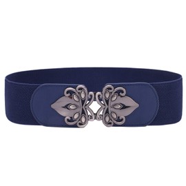Syuer Womens Vintage Wide Elastic Stretch Waist Belt Retro Belts (3XL, Navy Blue)